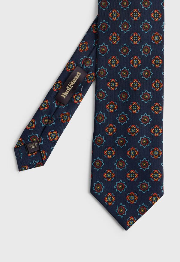 Paul Stuart Printed Silk Floral Medallion Tie, image 1