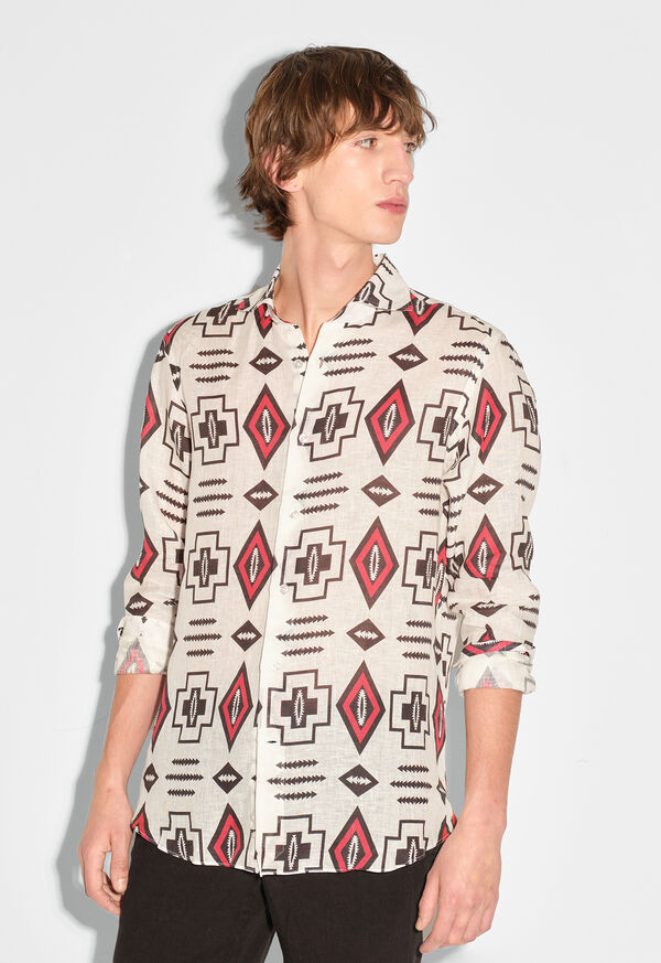 Paul Stuart Printed Linen Sport Shirt, image 2