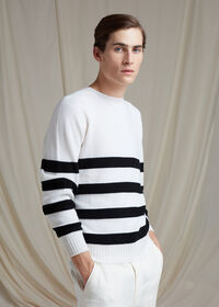 Paul Stuart Black and White Cashmere Stripe Sweater, thumbnail 2