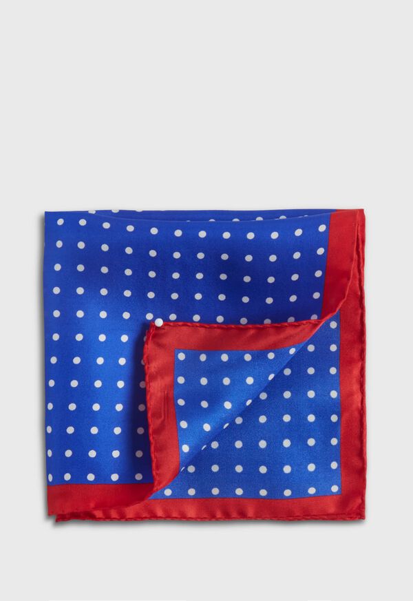 Paul Stuart Printed Silk Contrast Dot Pocket Square, image 1