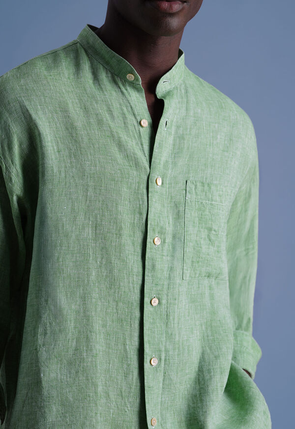 Paul Stuart Washed Linen Stand Collar Shirt, image 4