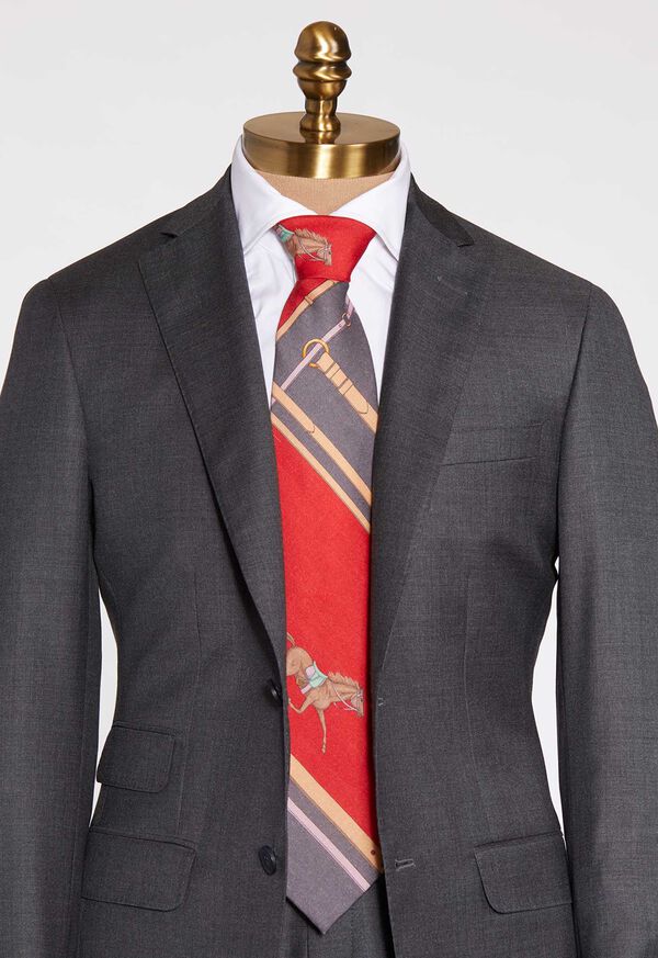 Paul Stuart Red Racing Horse Scarf Tie, image 1
