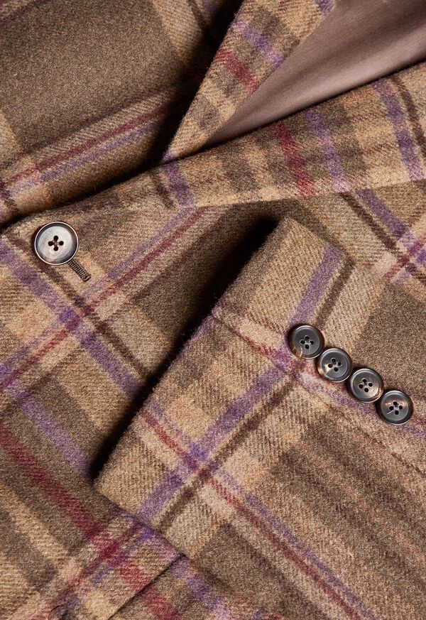 Paul Stuart Oatmeal and Rose Wool Blend Plaid Sport Jacket, image 3