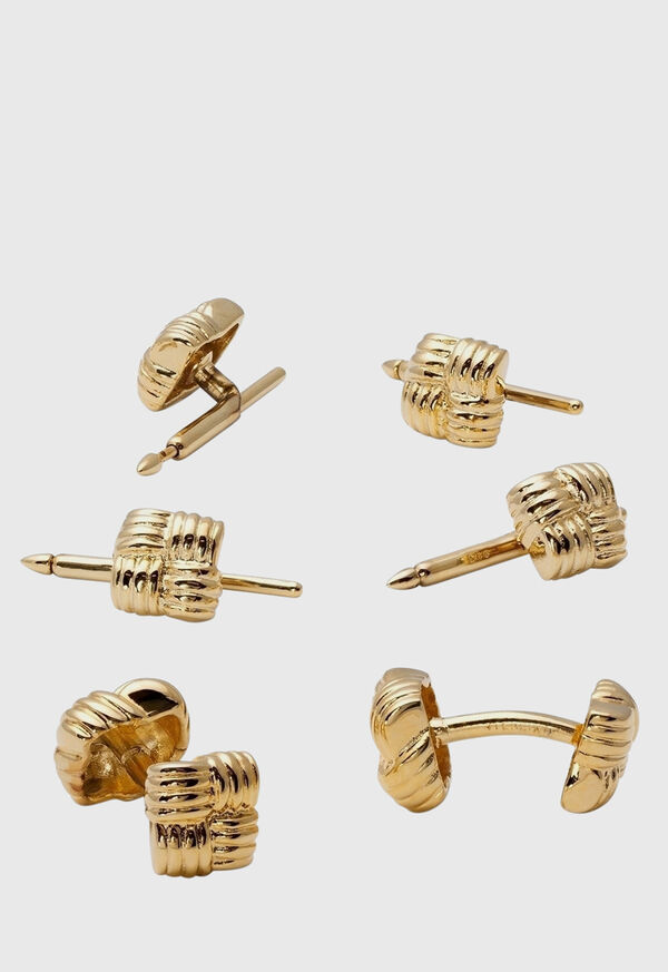 Paul Stuart Gold Vermeil Basketweave Cufflink & Stud Set, image 1