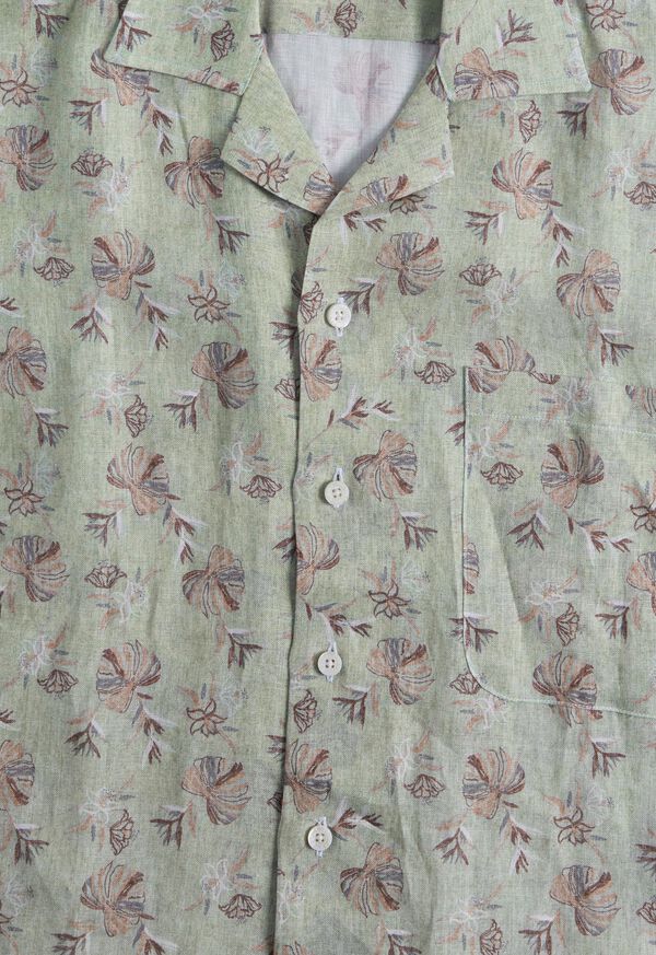 Paul Stuart Linen Leaf Print Camp Shirt, image 2