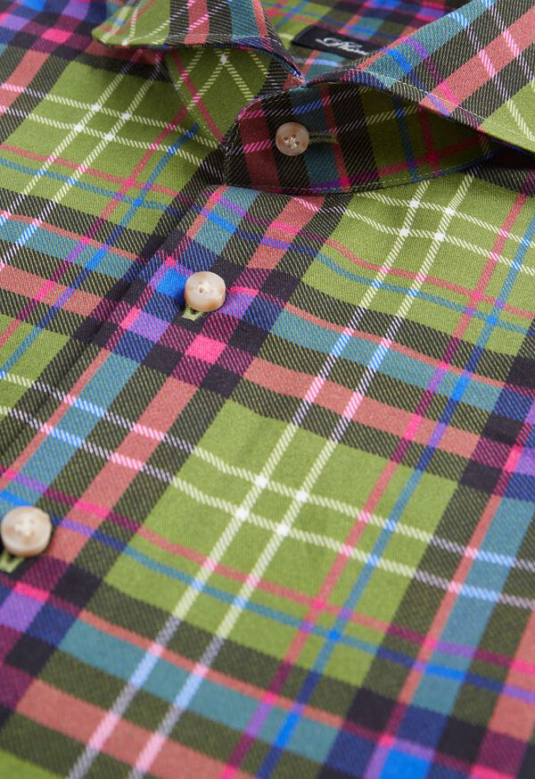 Paul Stuart Printed Plaid Brushed Cotton Shirt, image 3
