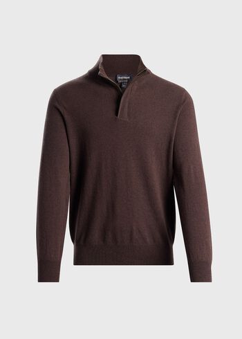 Paul Stuart Cashmere Quarter Zip&nbsp;With Suede Trim
