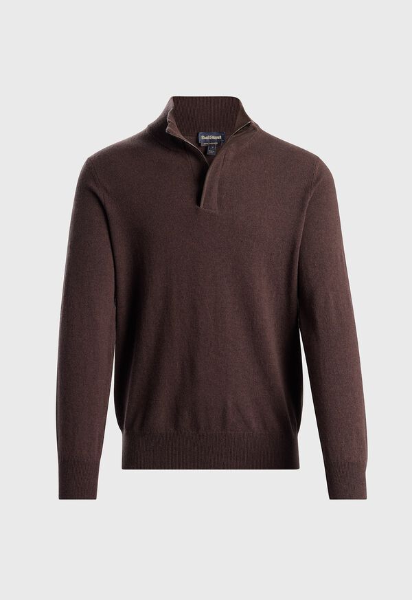 Paul Stuart Cashmere Quarter Zip&nbsp;With Suede Trim, image 1