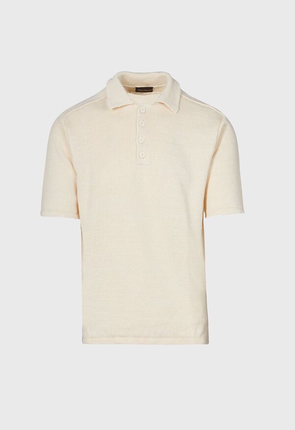 Paul Stuart Linen Knitted Short Sleeve Polo Shirt