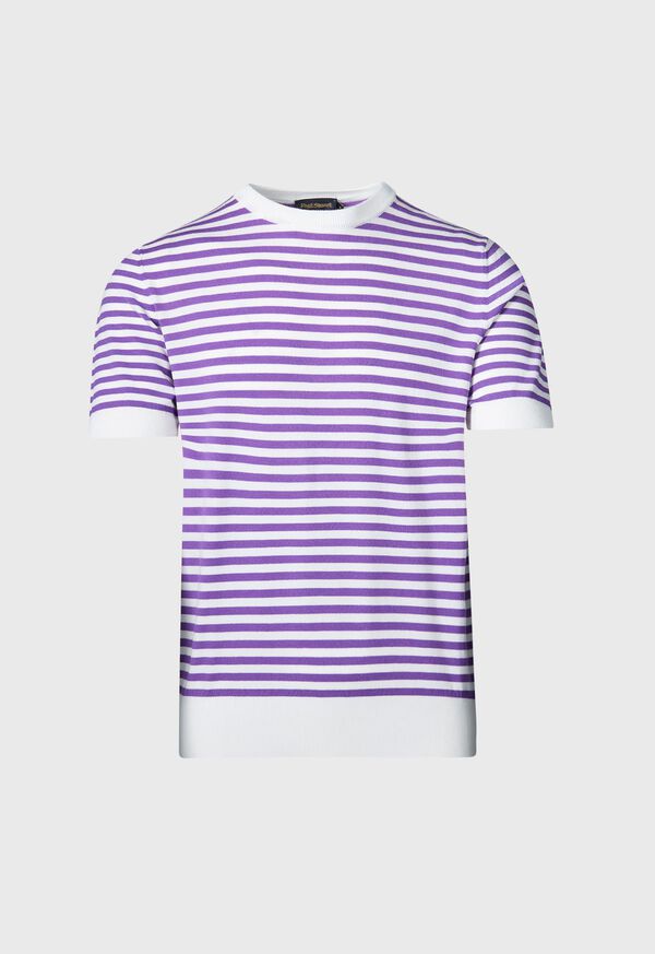 Paul Stuart Stripe Knit Short Sleeve Crewneck, image 1