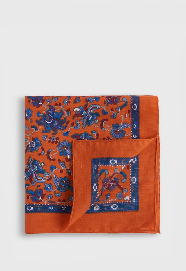 Paul Stuart Linen & Cotton Tapestry Print Pocket Square, image 1