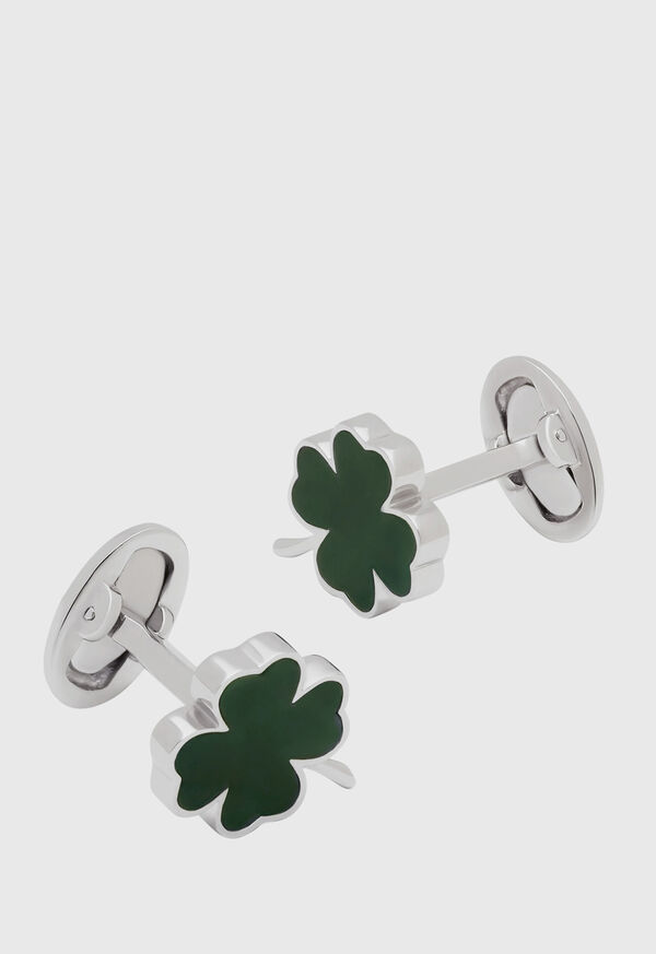 Paul Stuart Green Onyx Four Leaf Clover Cufflinks, image 1