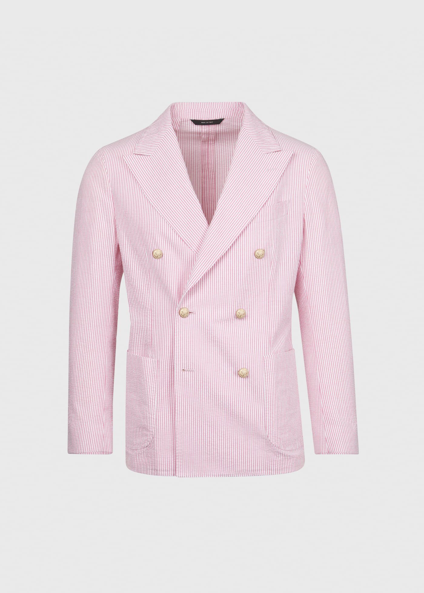 Pink White Cotton Seersucker Jacket