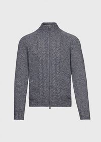 Paul Stuart Marled Full Zip Cardigan with Front Cable Detail, thumbnail 1