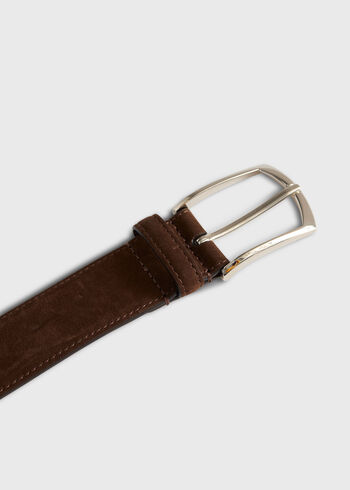 Paul Stuart Nubuck Suede Belt with Gold Buckle