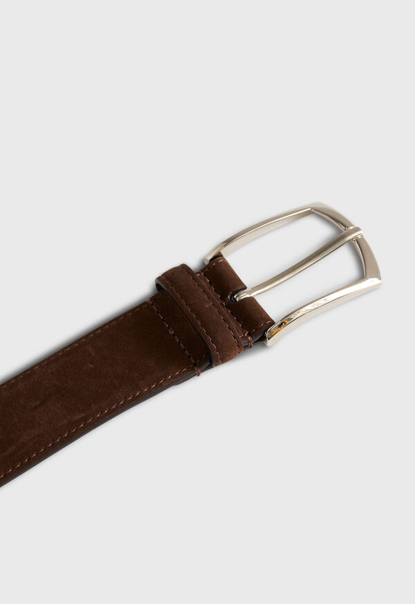 Paul Stuart Nubuck Suede Belt with Gold Buckle, image 2