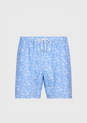 Paul Stuart All-Over Fish Print Swim Trunk