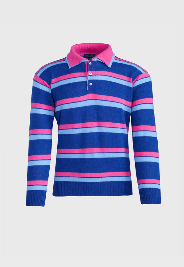 Paul Stuart Cashmere Double Collar Stripe Polo, image 1