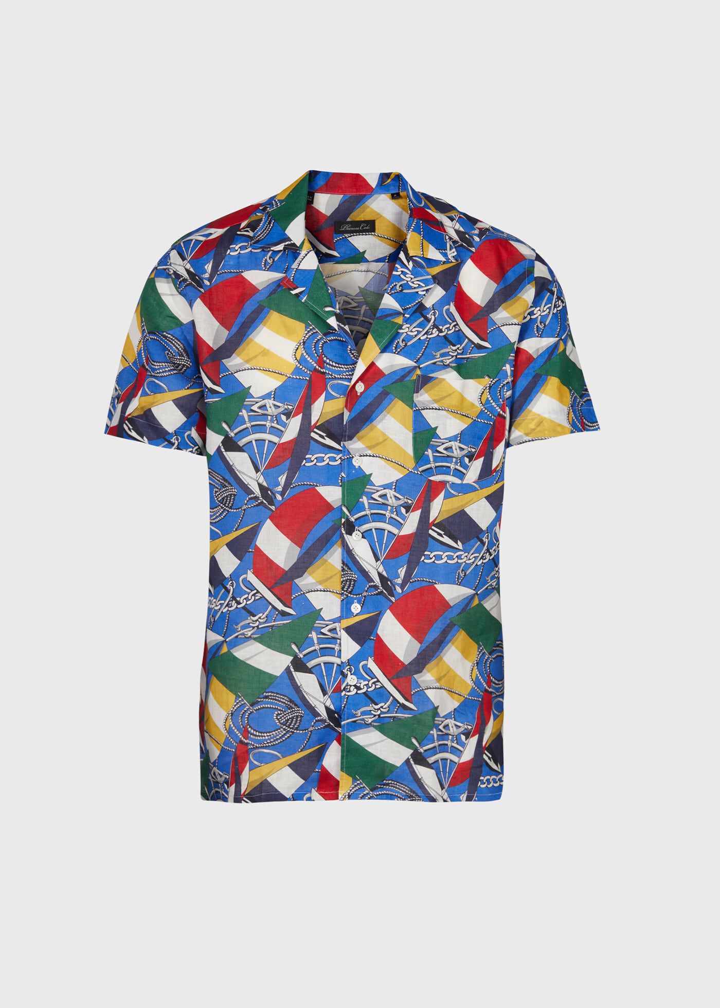 バーゲンで Linen Detail Shirt Camp Print Sail トップス