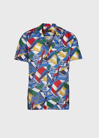 Paul Stuart Printed Linen Camp Collar shirt, thumbnail 1