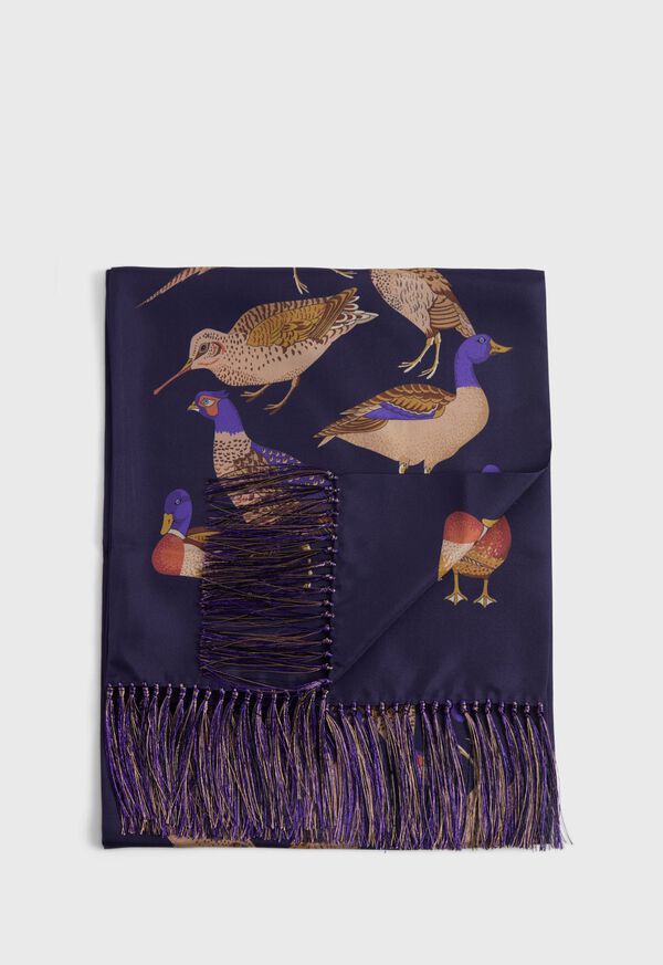 Paul Stuart Silk Pheasant Motif Scarf, image 1