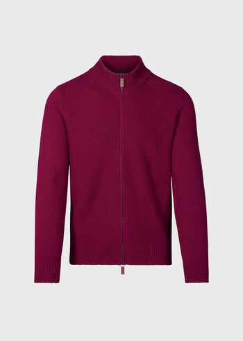 Paul Stuart Wool and Cashmere Zip Jacquard Cardigan
