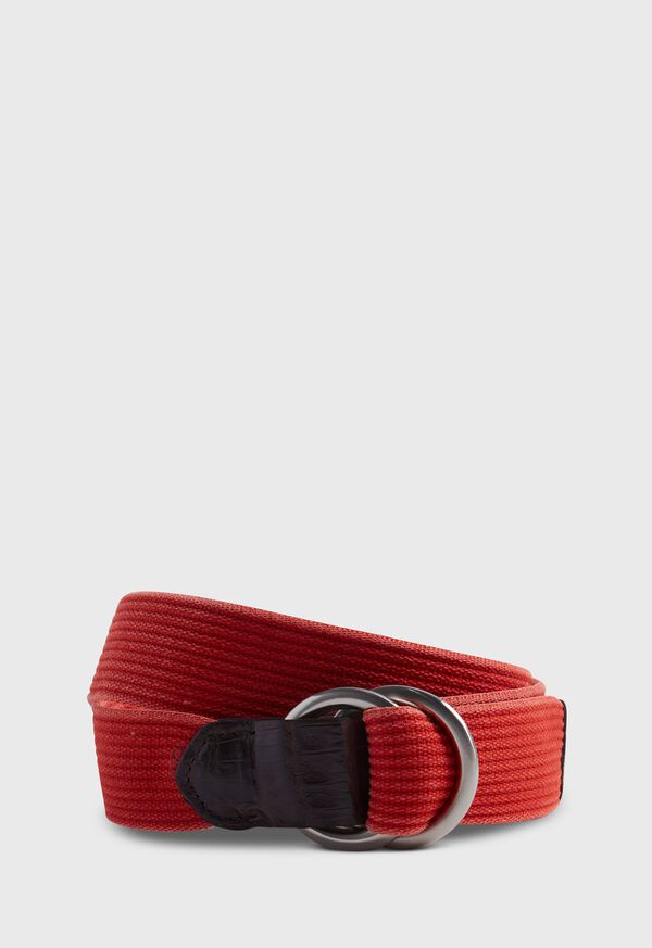 Paul Stuart O-Ring Belt with Crocodile Tabs, image 1