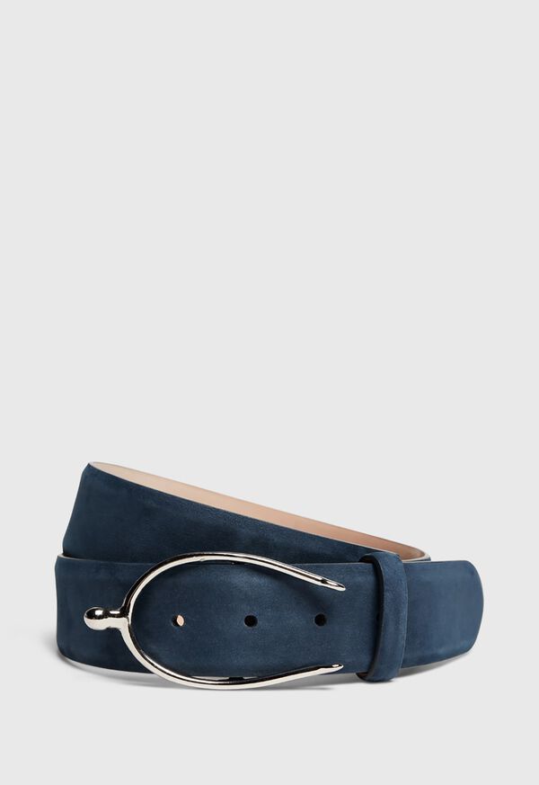 Paul Stuart Nubuck Belt with Silver Buckle, image 1