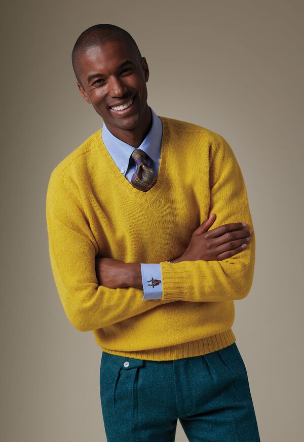 Paul Stuart Shetland Sweater & Logo Oxford Look, image 1