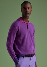 Paul Stuart Cotton Stripe Long Sleeve Polo, thumbnail 2