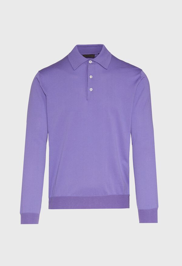 Paul Stuart Long Sleeve Cotton Polo Shirt, image 3