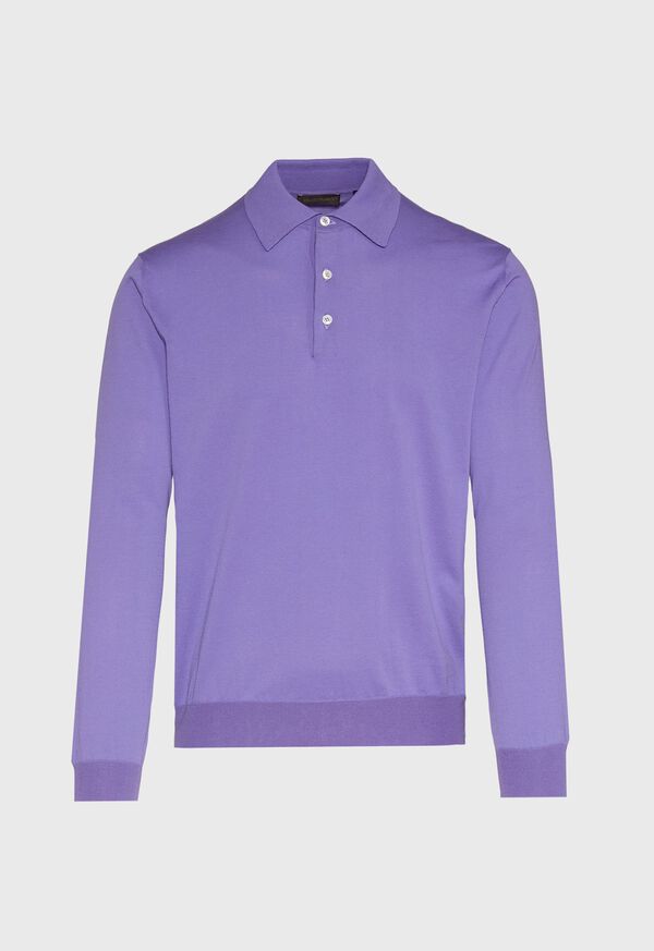 Paul Stuart Long Sleeve Cotton Polo Shirt, image 1