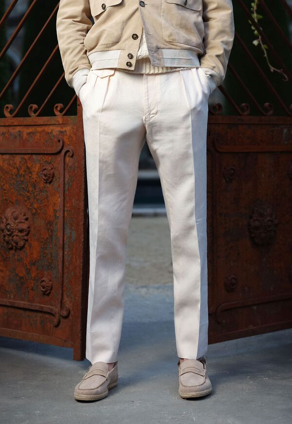 Paul Stuart Linen Washed Pleated Front Trouser, image 2