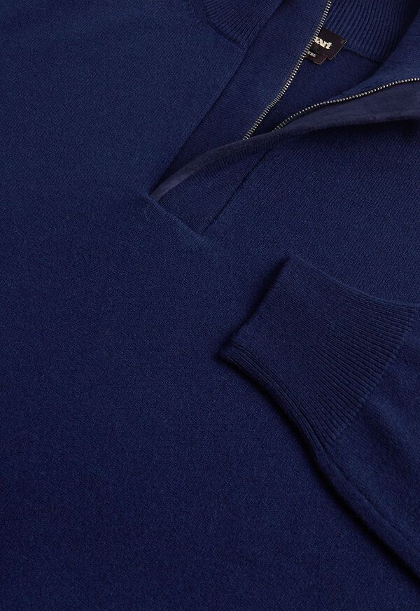 Paul Stuart Quarter Zip Sweater with Suede Trim, image 2