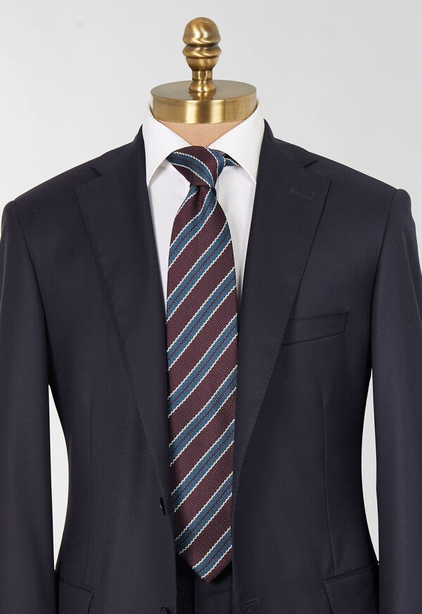 Paul Stuart Woven Silk Jacquard Two Color Stripe Tie, image 2