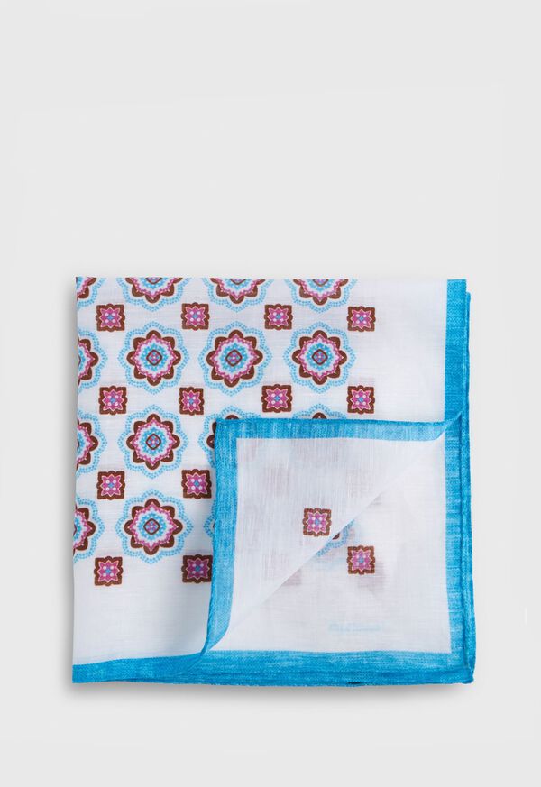 Paul Stuart Linen Large Medallion Pocket Square, image 1