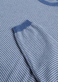 Paul Stuart Blue Striped Cashmere Crewneck Sweater, thumbnail 5