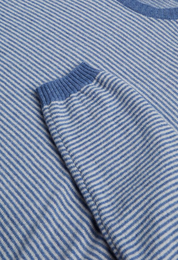 Paul Stuart Blue Striped Cashmere Crewneck Sweater, image 5