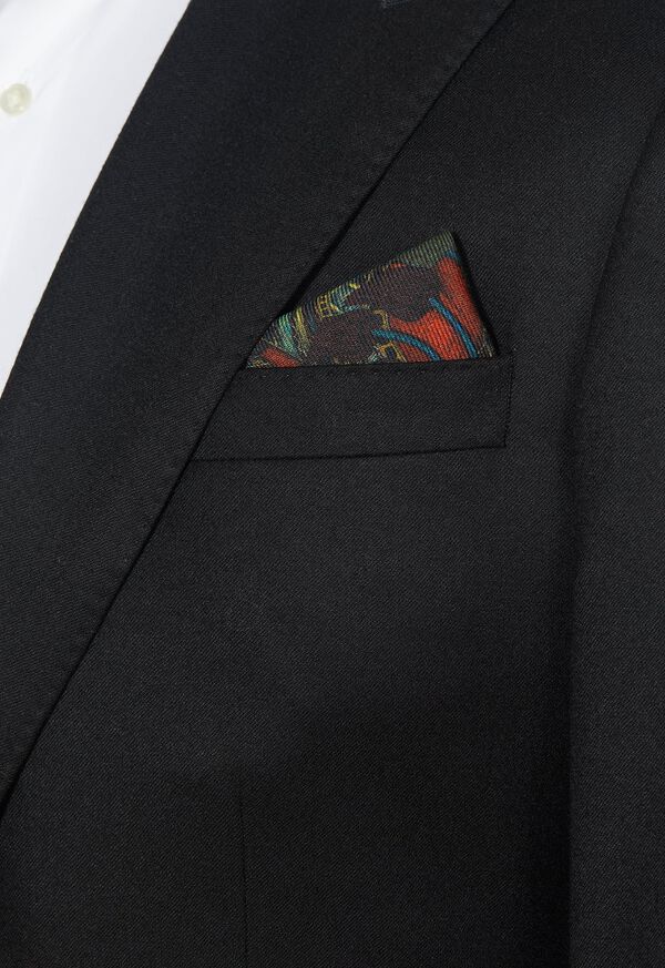 Paul Stuart Armed Fox Print Wool Pocket Square, image 14