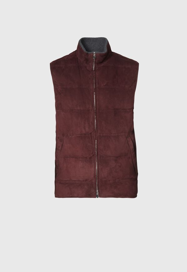 Paul Stuart Suede Down Filled Vest with Cashmere Trim, image 1