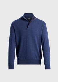 Paul Stuart Cashmere Quarter Zip With Suede Trim, thumbnail 1