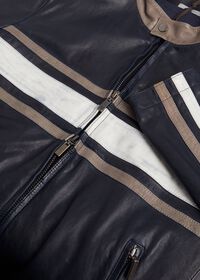 Paul Stuart Leather Riding Jacket with Stripe, thumbnail 2