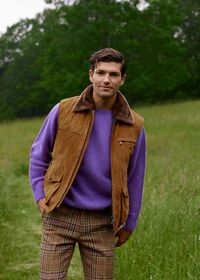 Paul Stuart Suede Vest with Beaver Fur Collar, thumbnail 2
