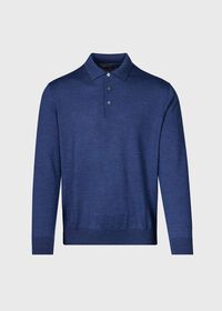 Paul Stuart Long Sleeve Merino Wool Polo Shirt, thumbnail 1