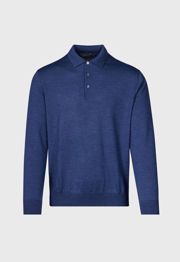 Paul Stuart Long Sleeve Merino Wool Polo Shirt, image 1