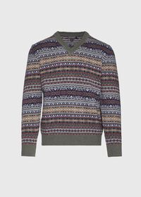 Paul Stuart Fair Isle V-neck Sweater, thumbnail 1