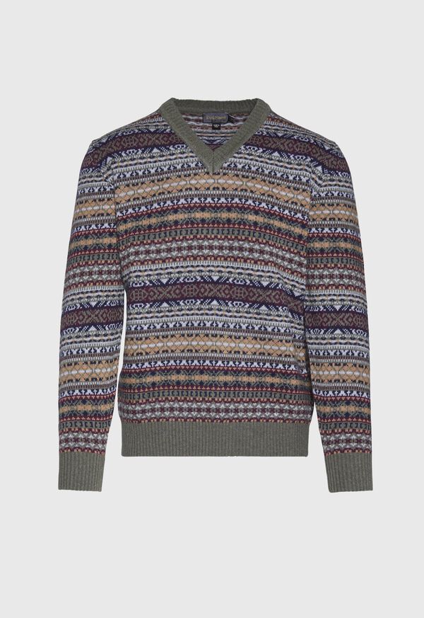 Paul Stuart Fair Isle V-neck Sweater, image 1