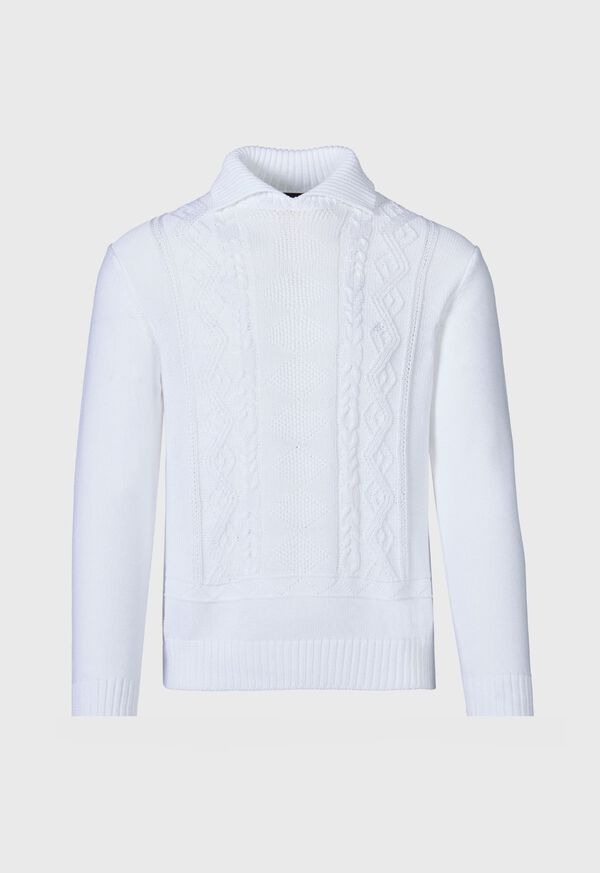 Paul Stuart Aran Cable Mock Neck Cotton Sweater, image 1