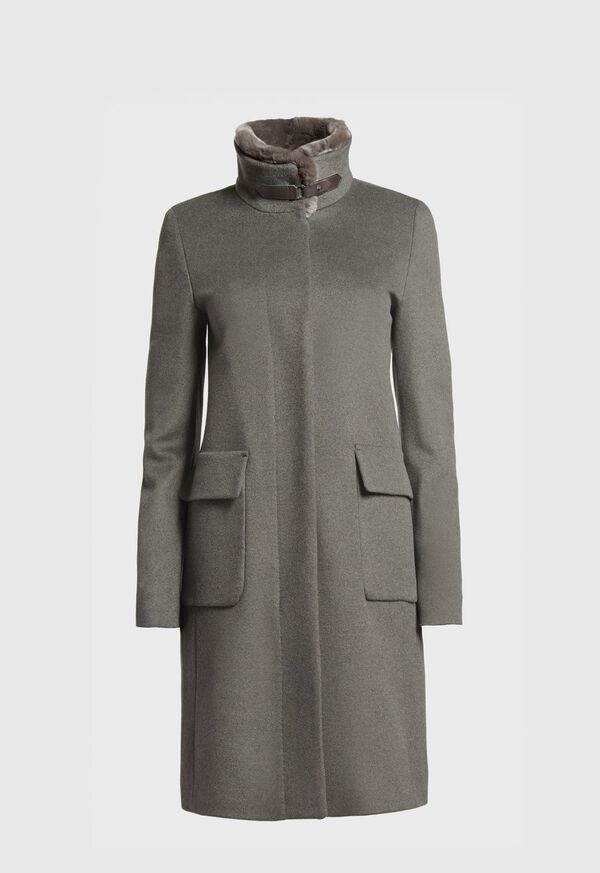 Paul Stuart Wool Coat with Rex Rabbit Collar, image 1