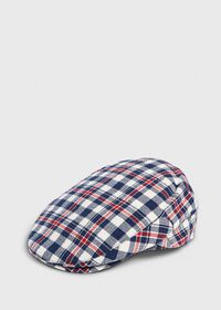 Paul Stuart Linen Check Flat Cap, thumbnail 1